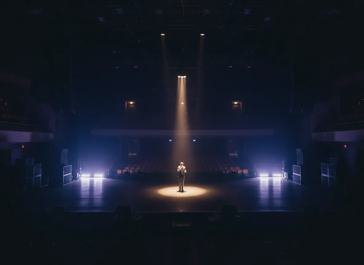 Speaker standing on stage from afar