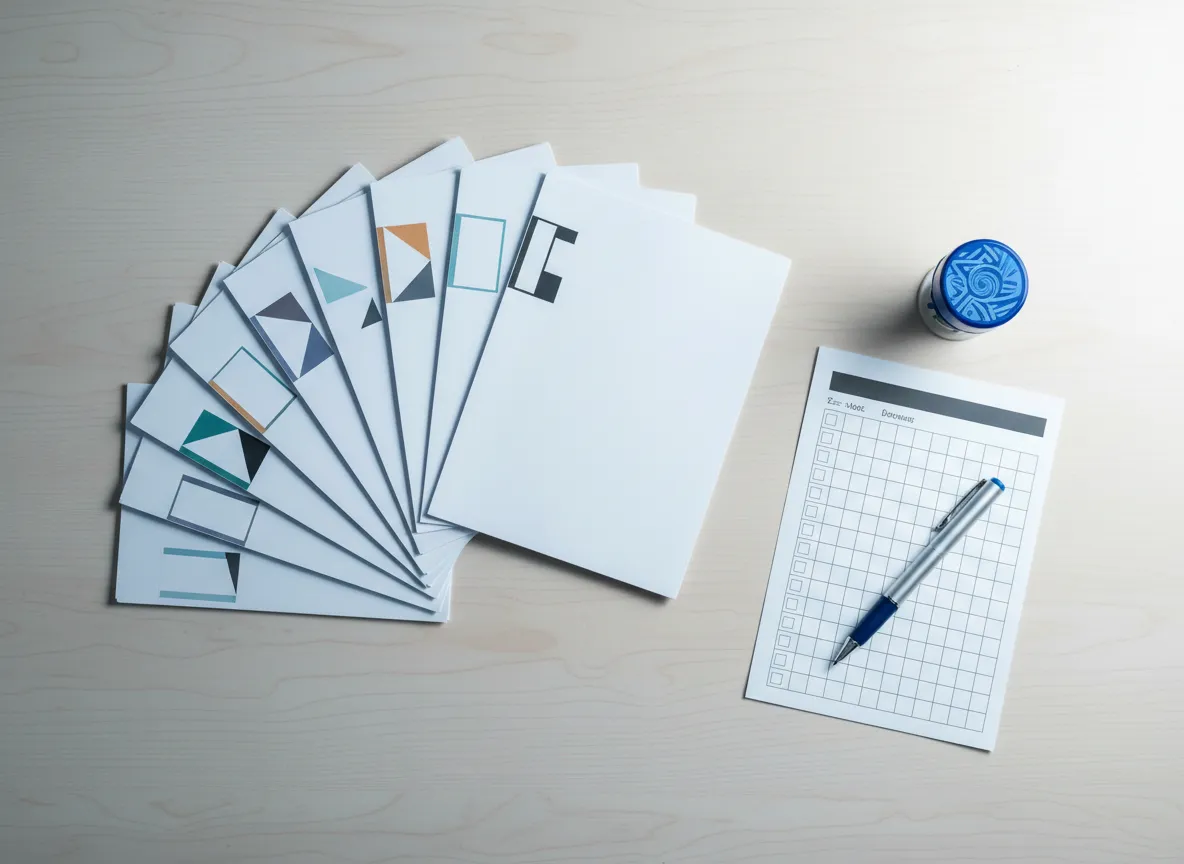 Loan signing documents organized on a table with notary stamp