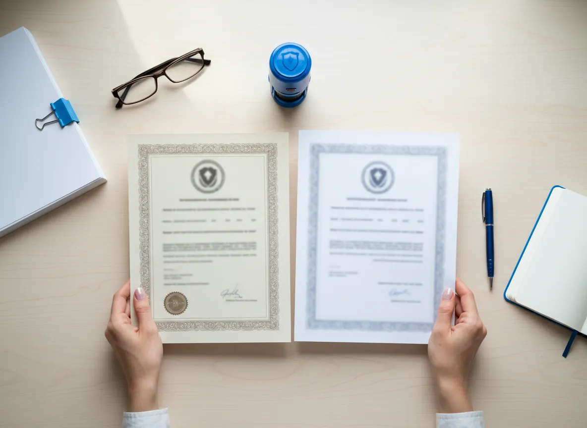 Notary certifying a copy of an original document
