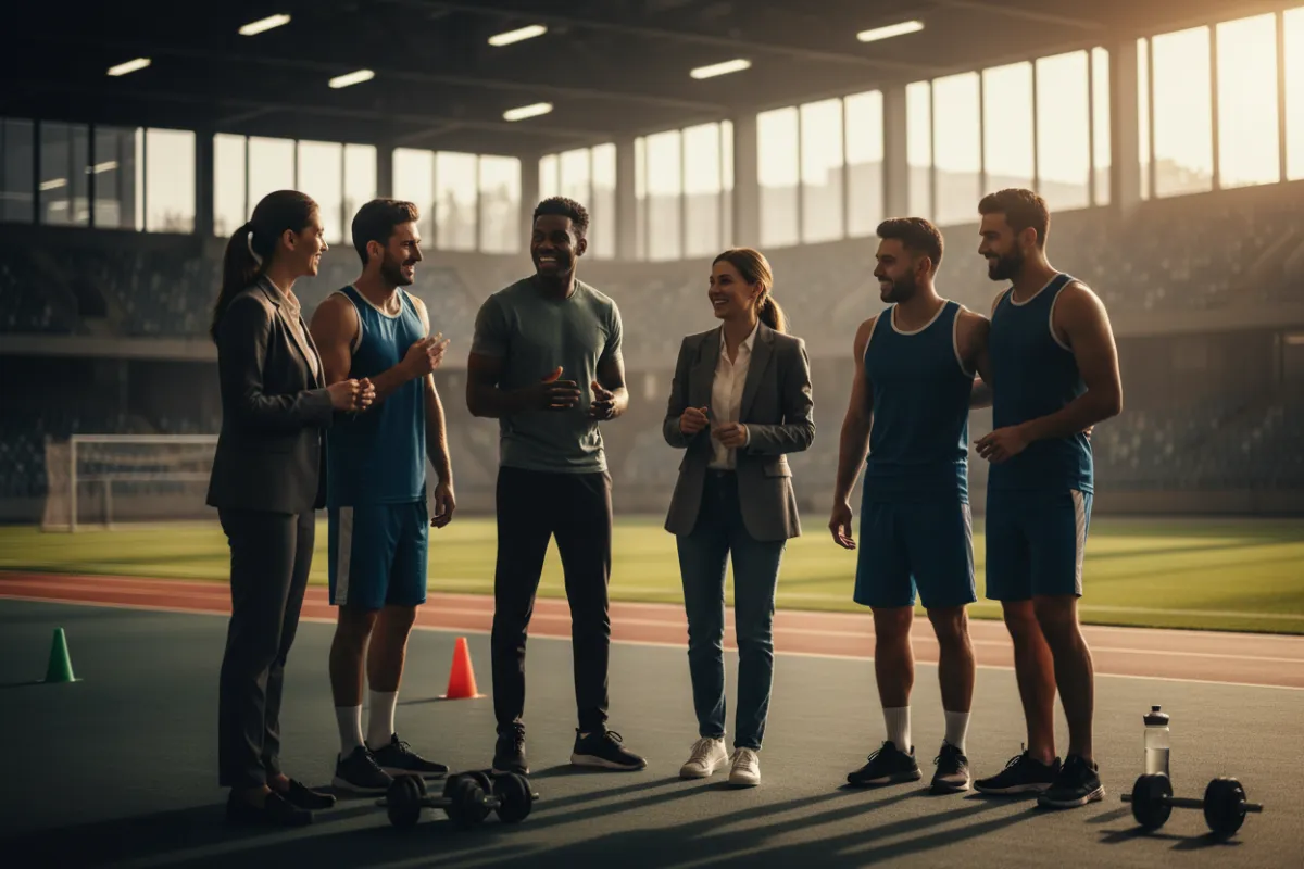 Sports owners and athletes collaborating in a dynamic hero photo.