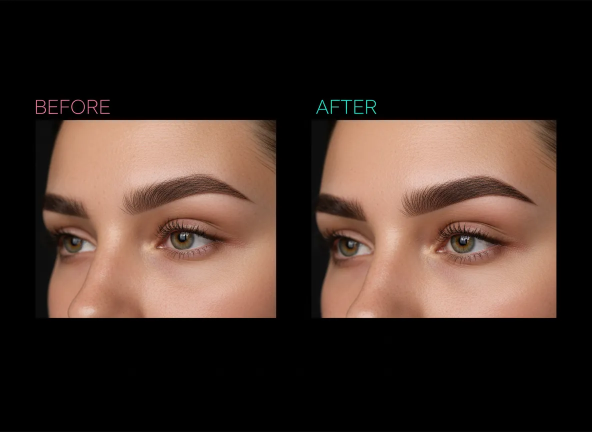 Before and after healed 2-session microblading transformation
