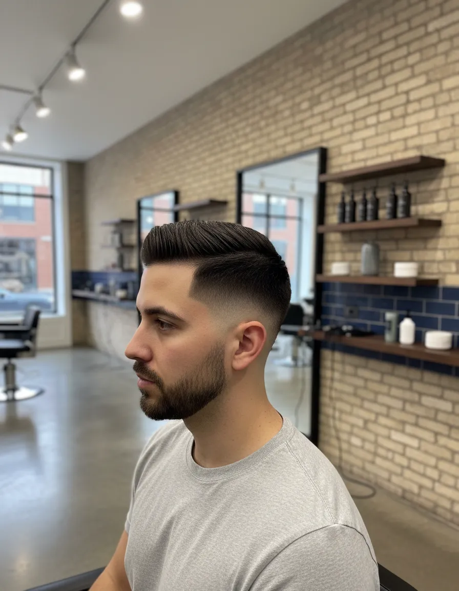 Sharp haircut Chicago client at Hair Experts