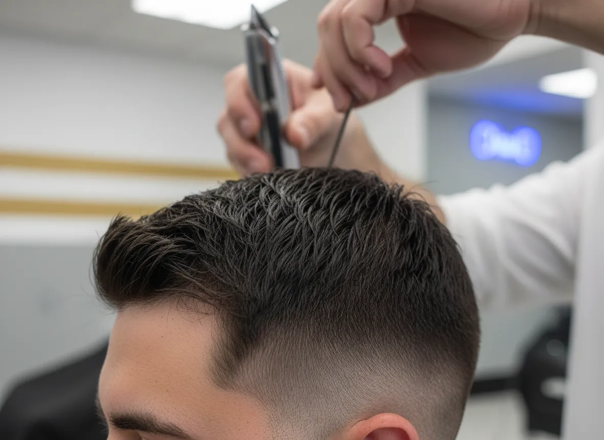 Fade haircut in Chicago barbershop