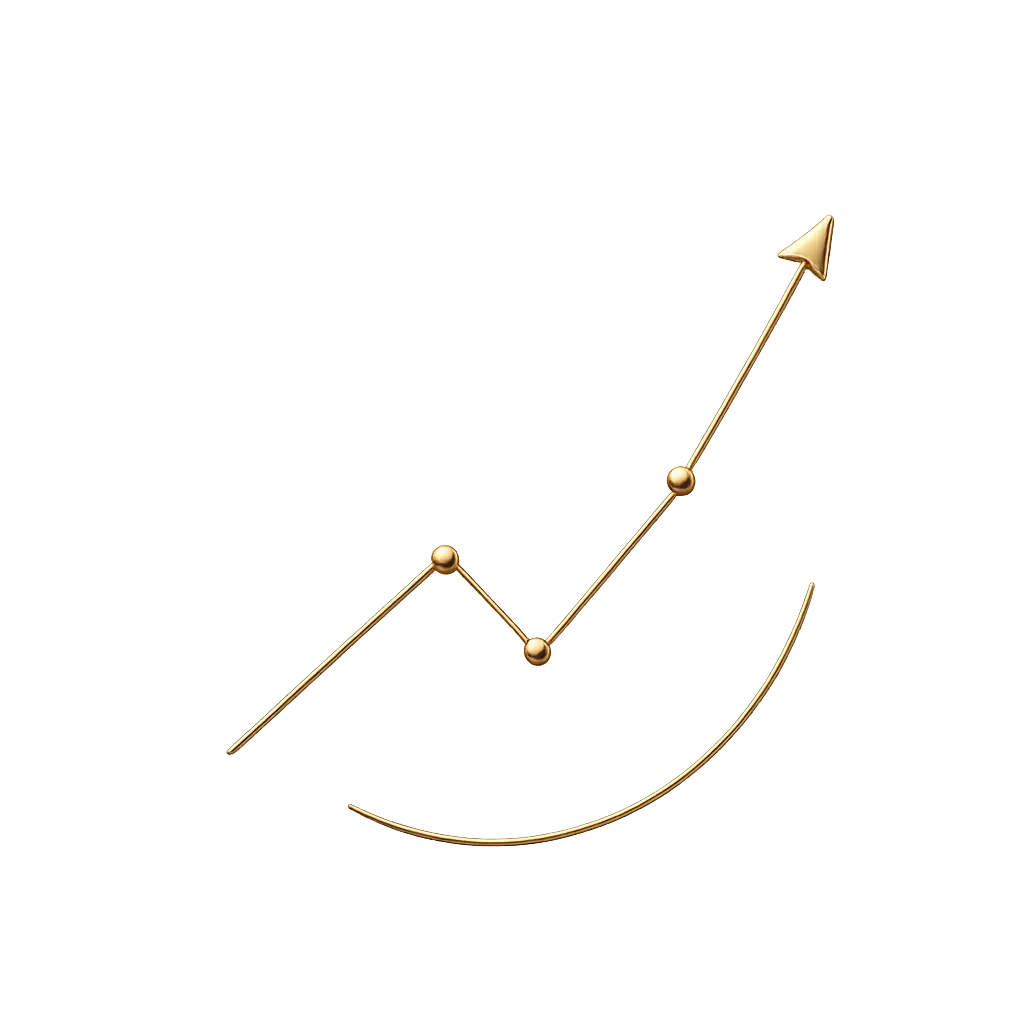 Growth curve system flow with thin gold lines on dark surface
