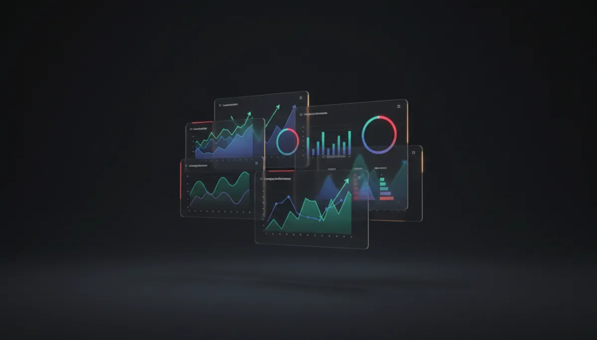 Marketing dashboard visual showing business growth metrics