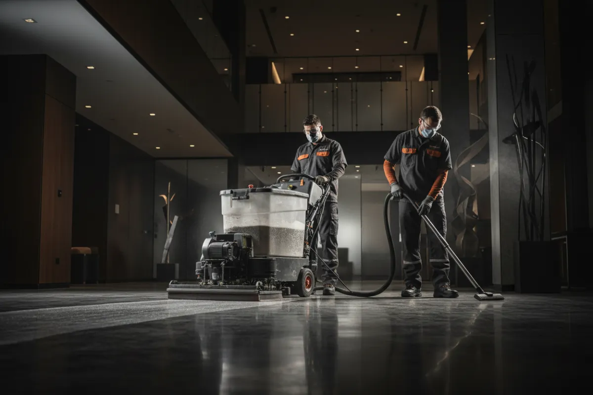 Techniciens avec équipement professionnel