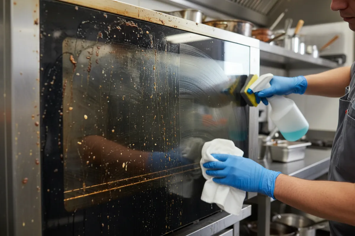 Technicien nettoyant un électroménager : élimination des odeurs, dépôts et agents pathogènes pour restaurer efficacité et sécurité