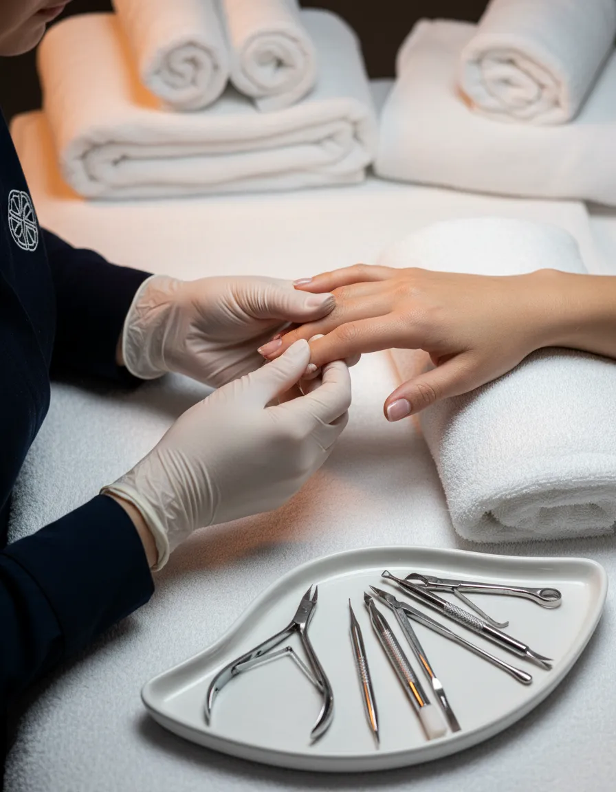 Client receiving a relaxing manicure as part of the mobile spa menu of services
