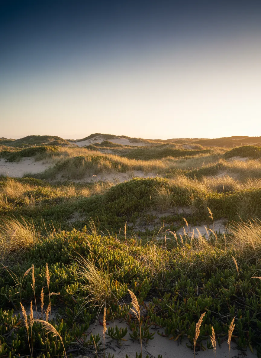 Pristine dunes and coastal vegetation at Blue Horizon Bay