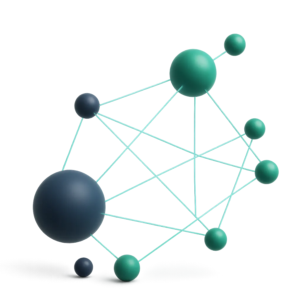 Sleek abstract 3D geometric concept representing digital connectivity and growth