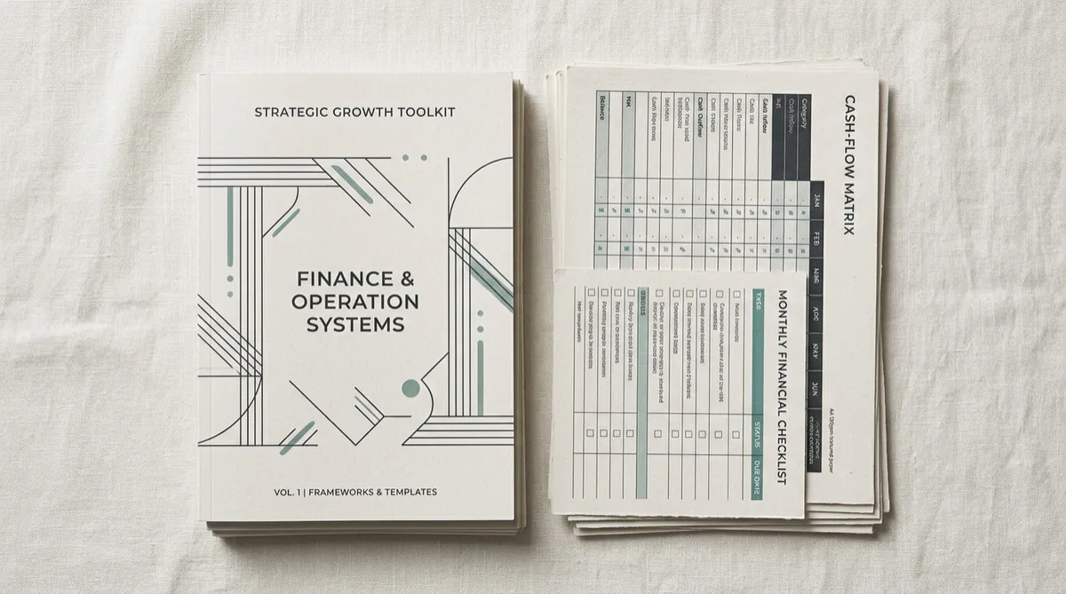 Dubai Property Deal Decoder premium physical toolkit mockup with printed checklists and cash flow matrices