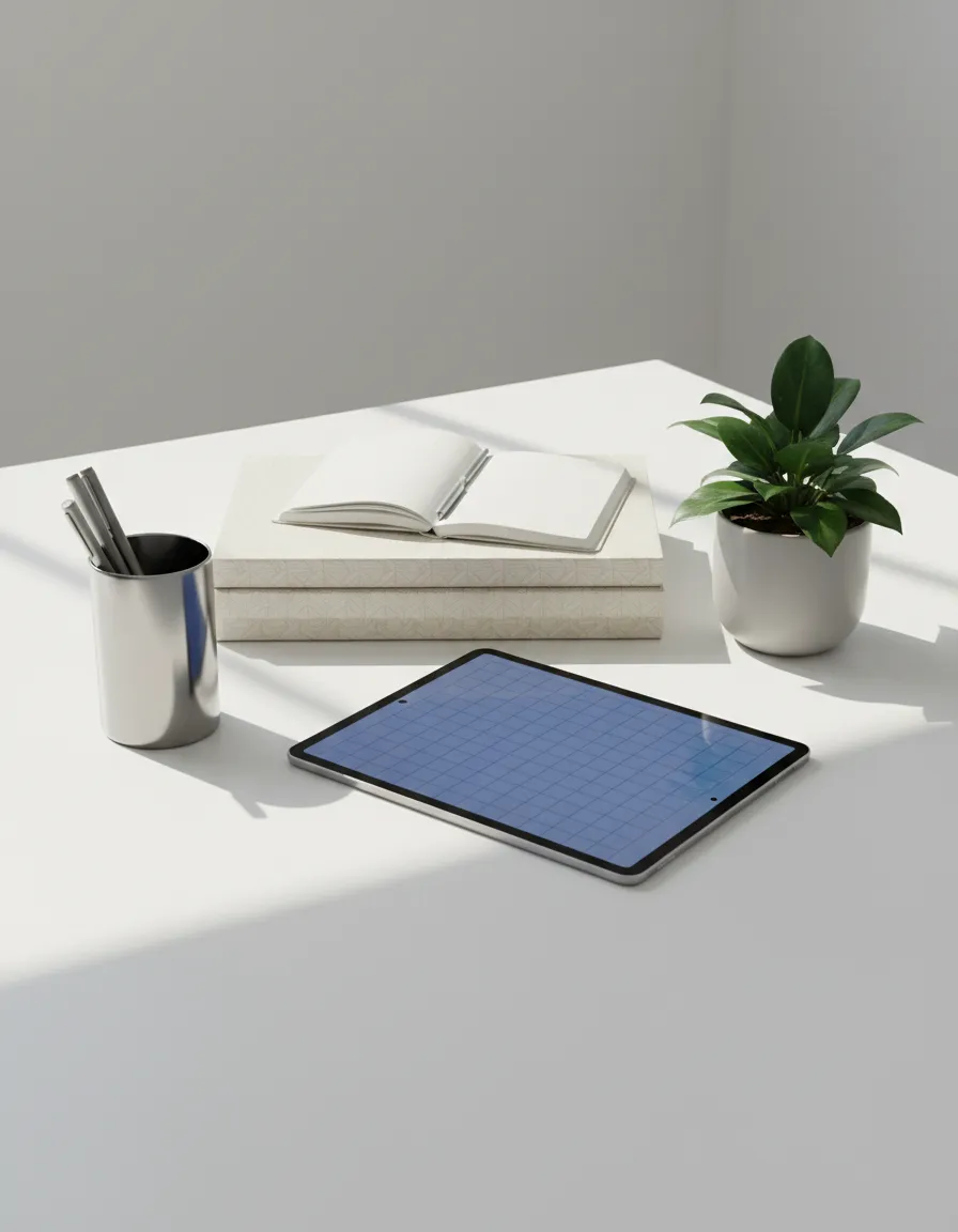 Minimalist corporate bookkeeping workspace