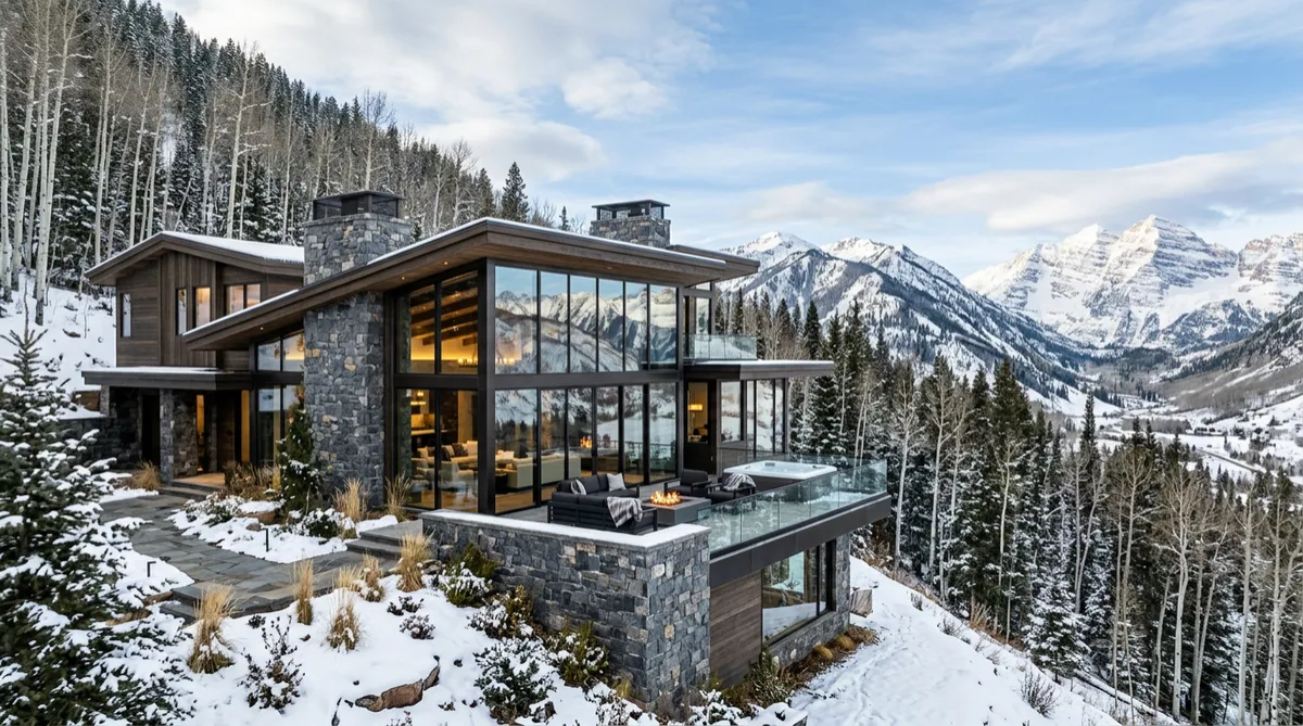 Aspen Mountain View Modern Chalet with stone finishes