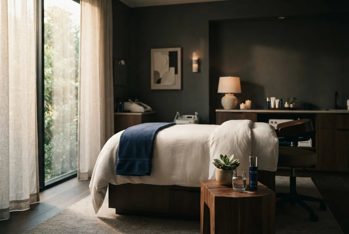 Peaceful luxury med spa therapy treatment room