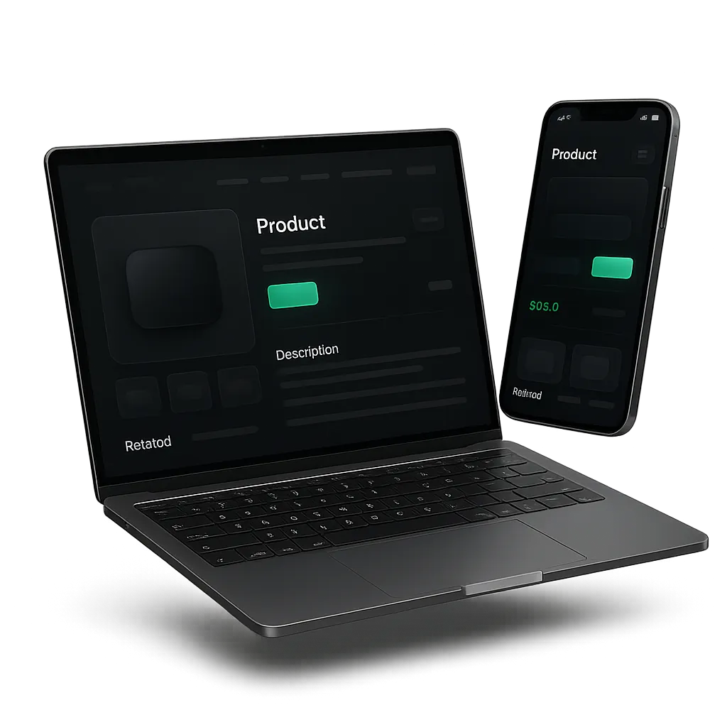 Mockup de tienda online de alto rendimiento en laptop y móvil