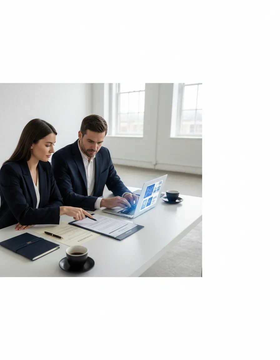 Profesionales analizando acuerdos de agencia digital
