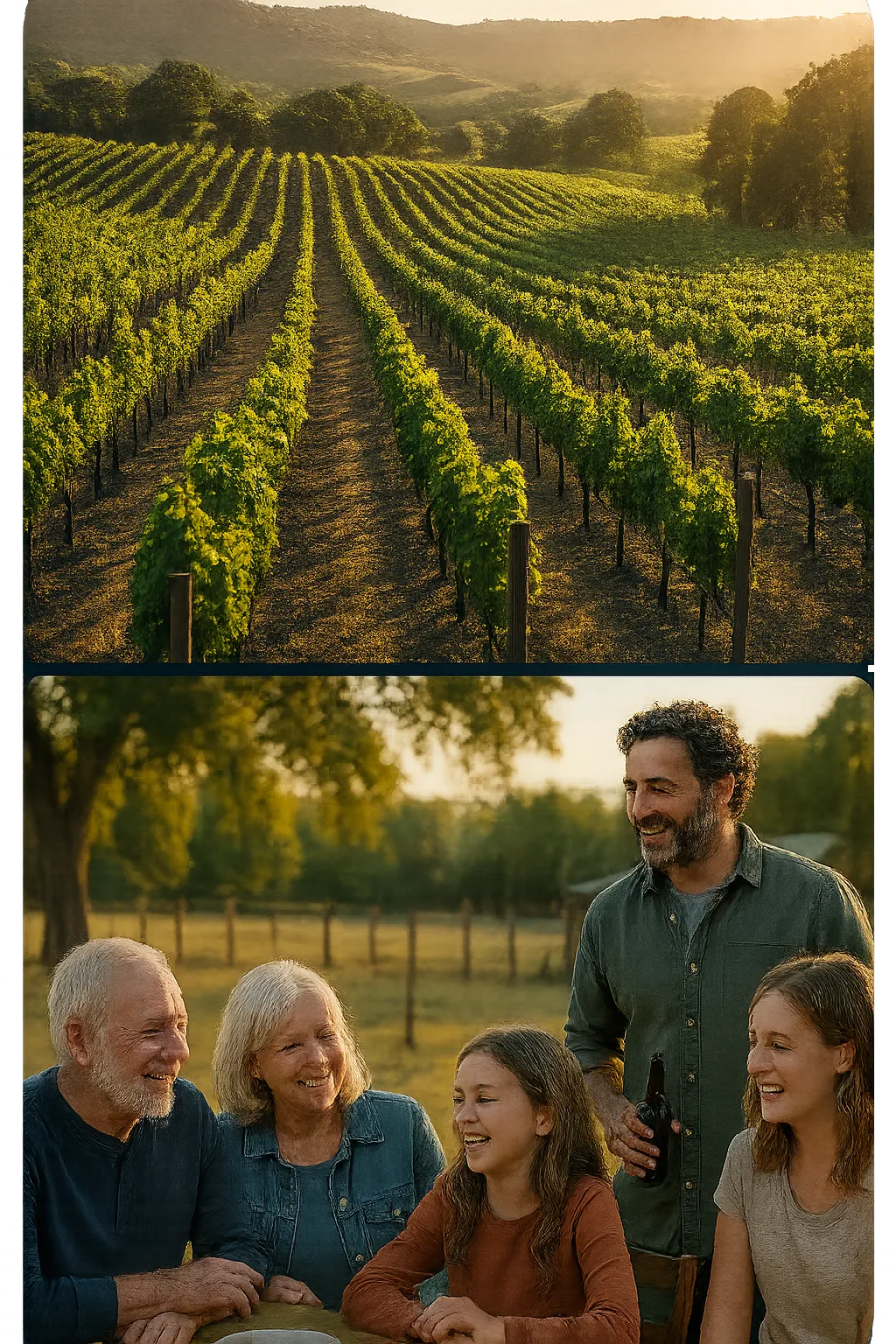 A composite image of local West Coast farming and family life, representing secure financial planning.