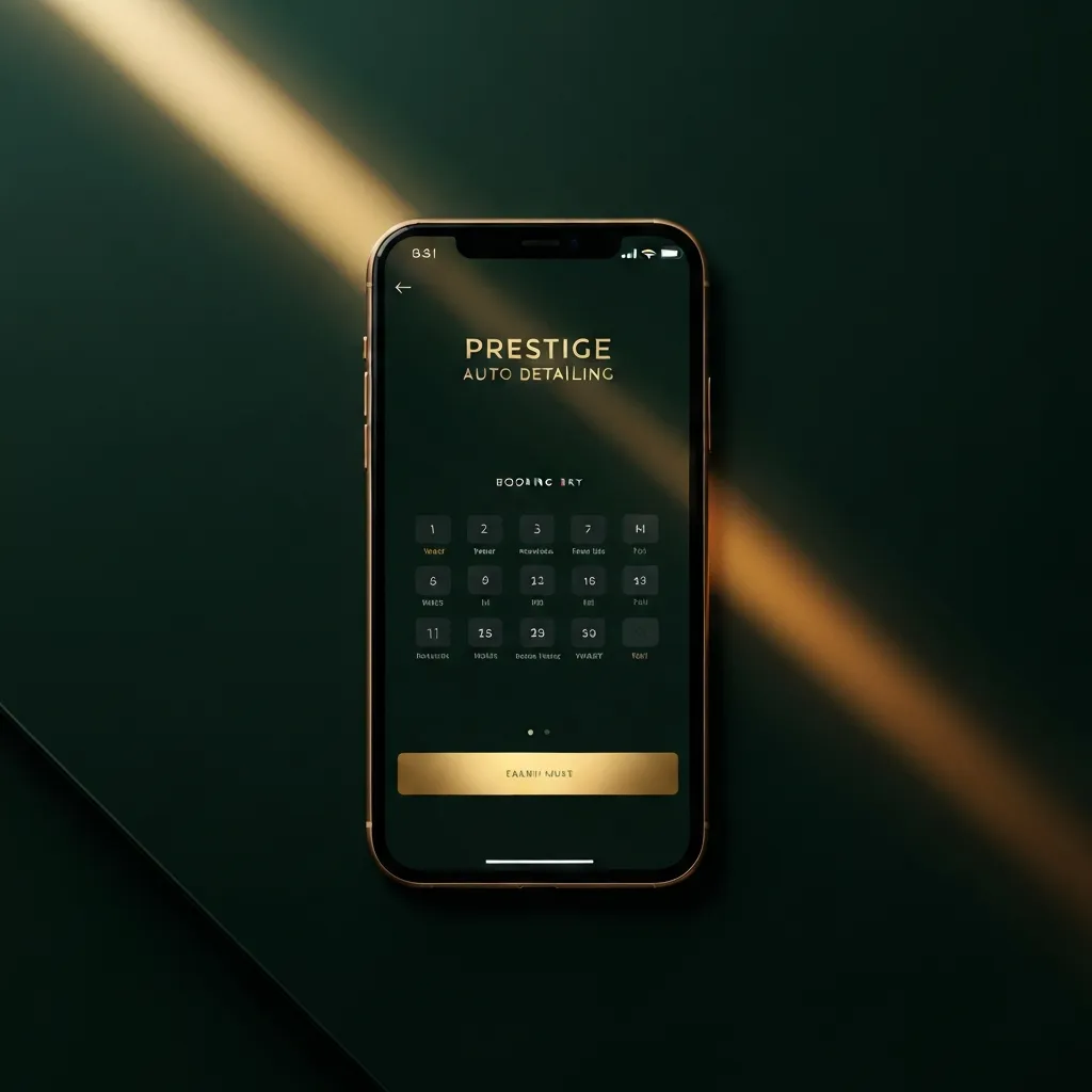 Device mockup of Prestige Auto Detailing booking funnel
