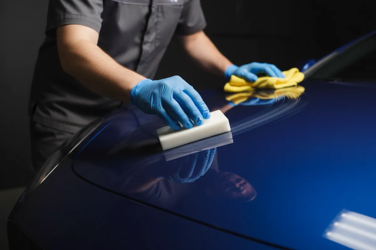 Professional applying ceramic coating