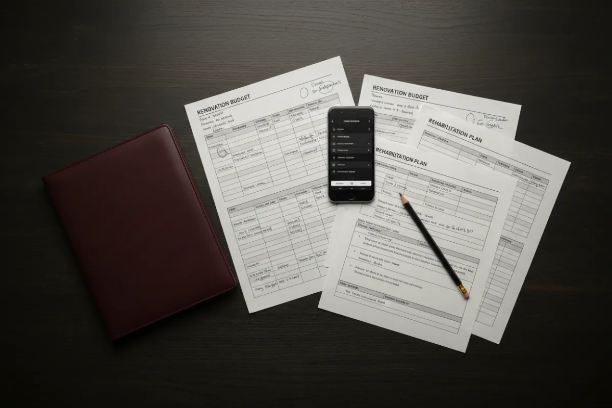 Renovation budget and rehab plan reviewed for a property flip