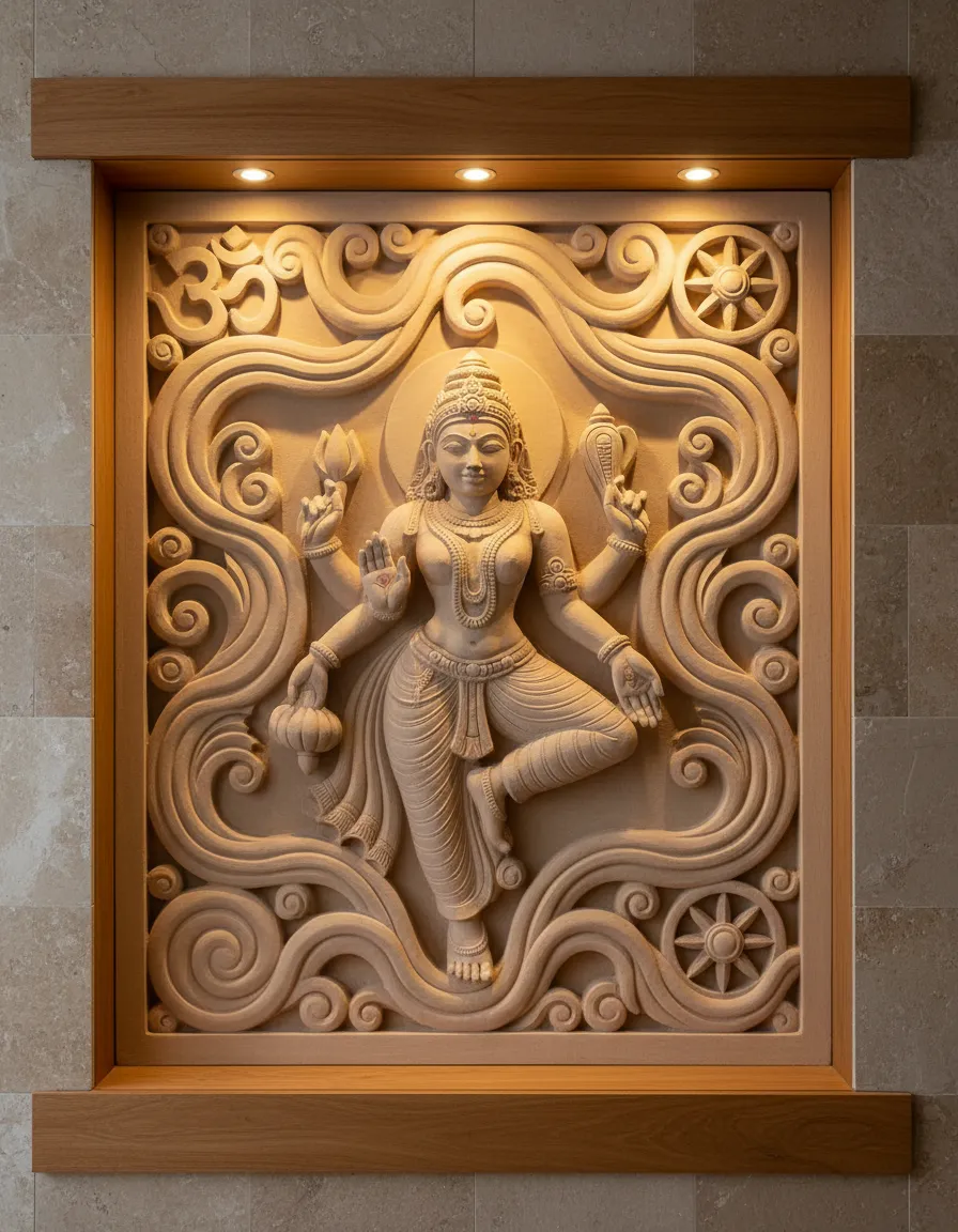 Spiritual 3D stone carving for temple