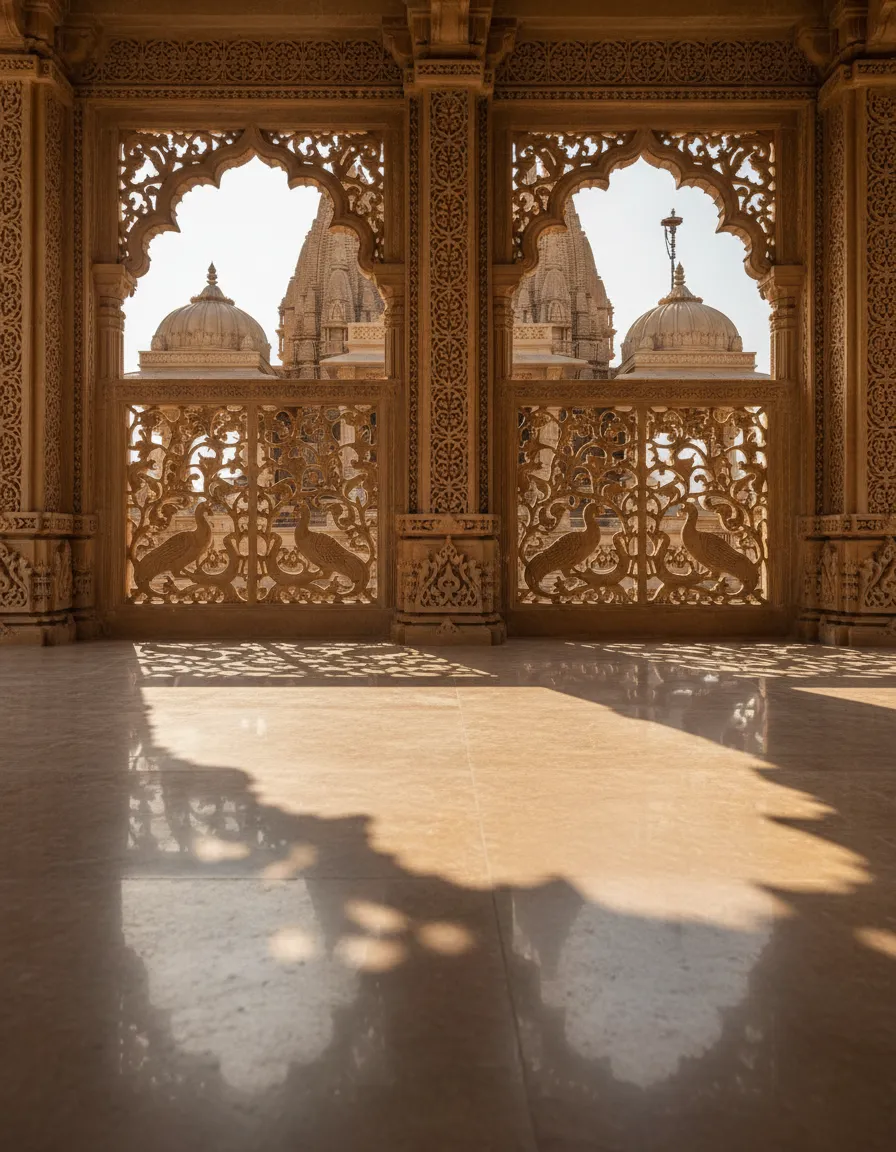 Temple architecture CNC stone jali