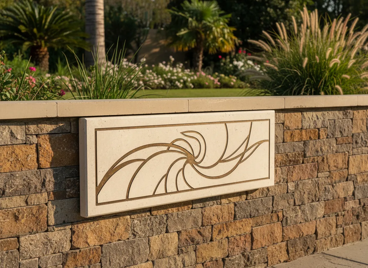 Stone name plate for villa