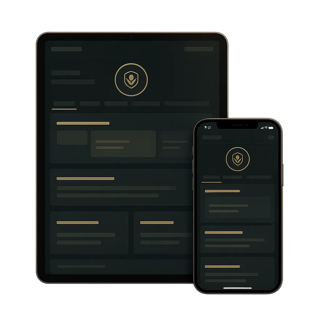 Member dashboard and Champion’s Edge GPT app access shown across tablet and mobile devices
