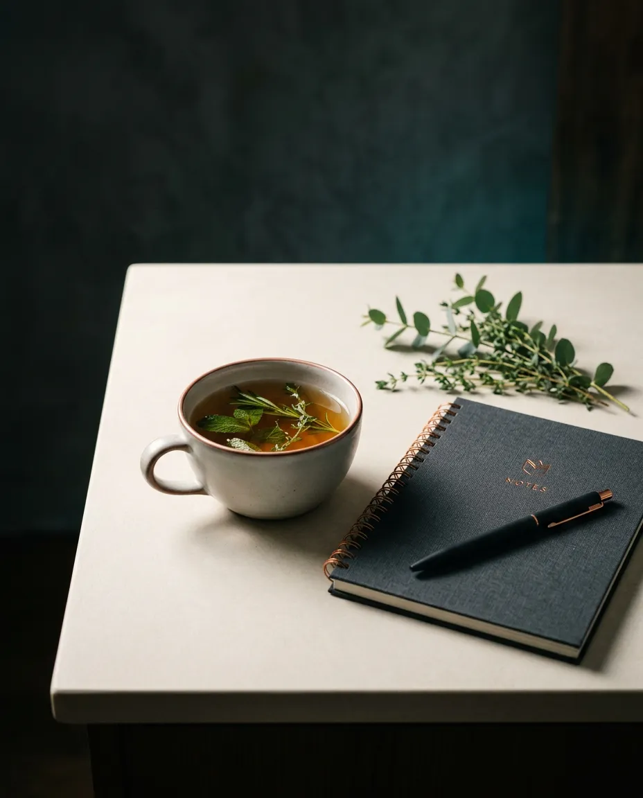 Serene mindfulness and healthy lifestyle setting with warm morning light