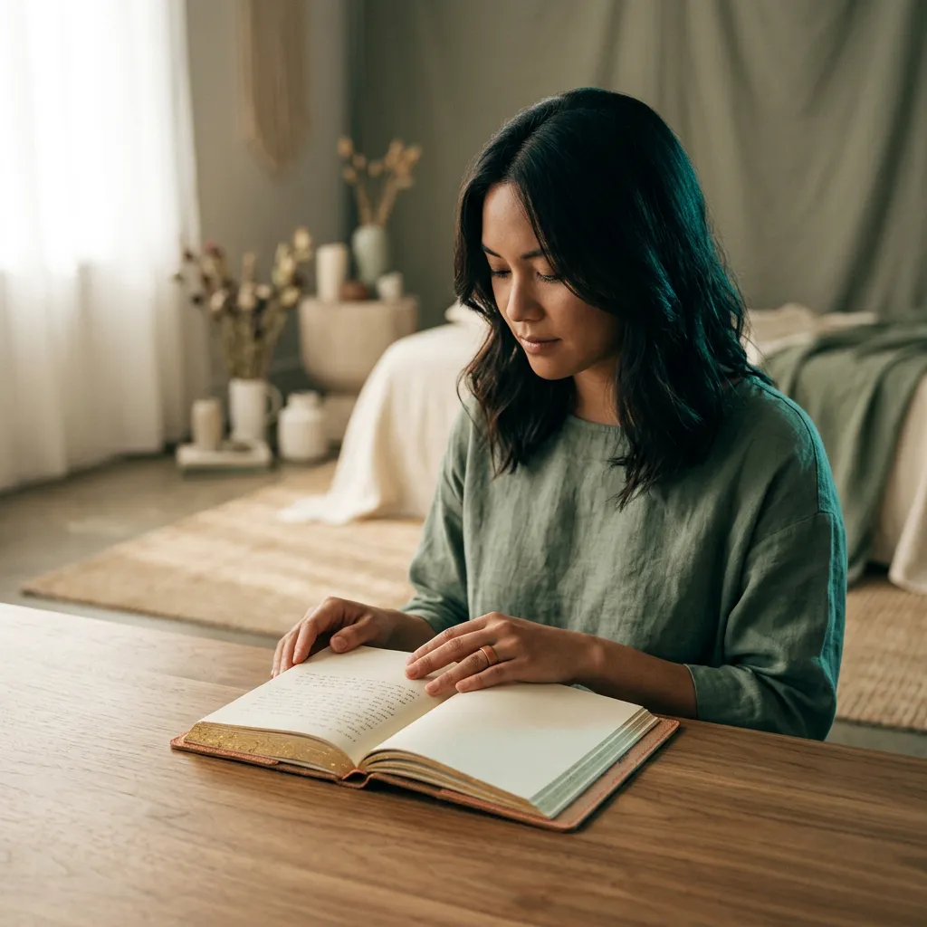 Calm, mindful wellness routine and holistic living lifestyle