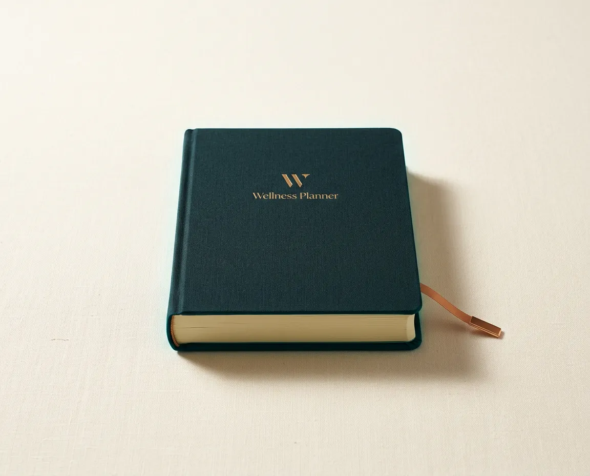 Zenmiora Wellness Planner with linen cover and gold bookmark