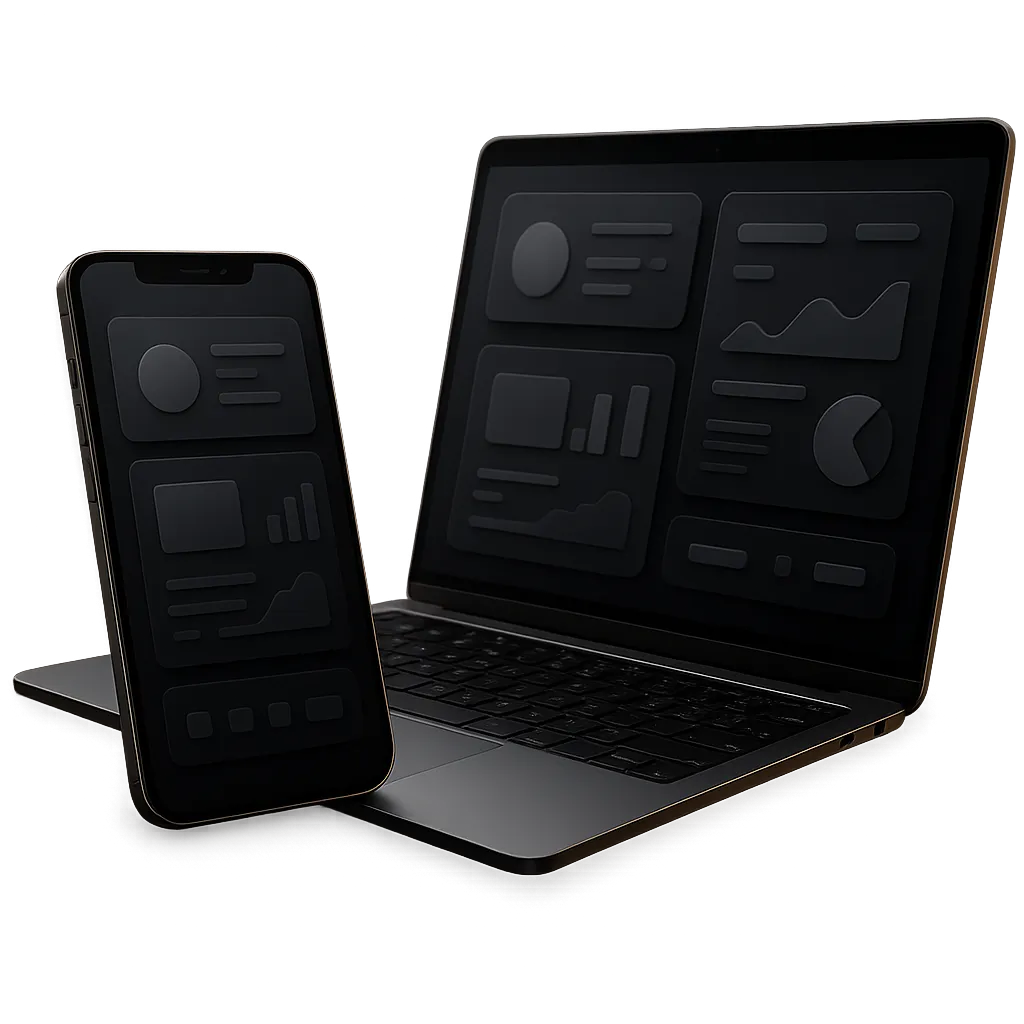 Modern laptop and smartphone digital mockup showcase with high conversion dashboard interface