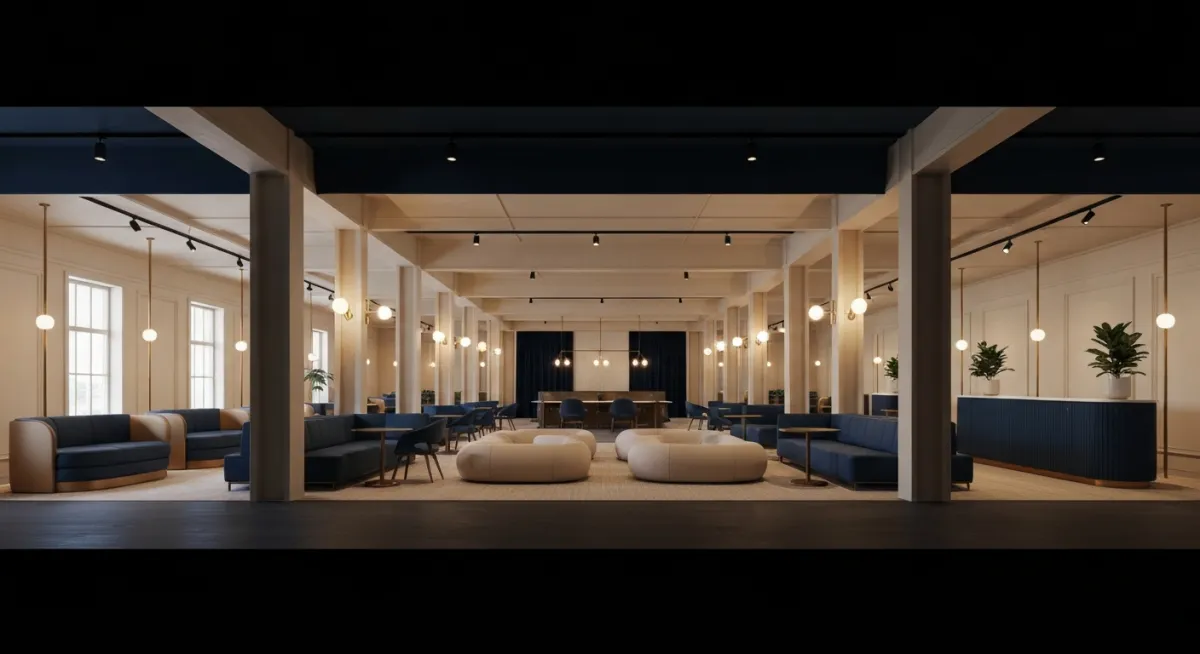 Aspirational architectural concept of the ACRES Work Club professional workspace