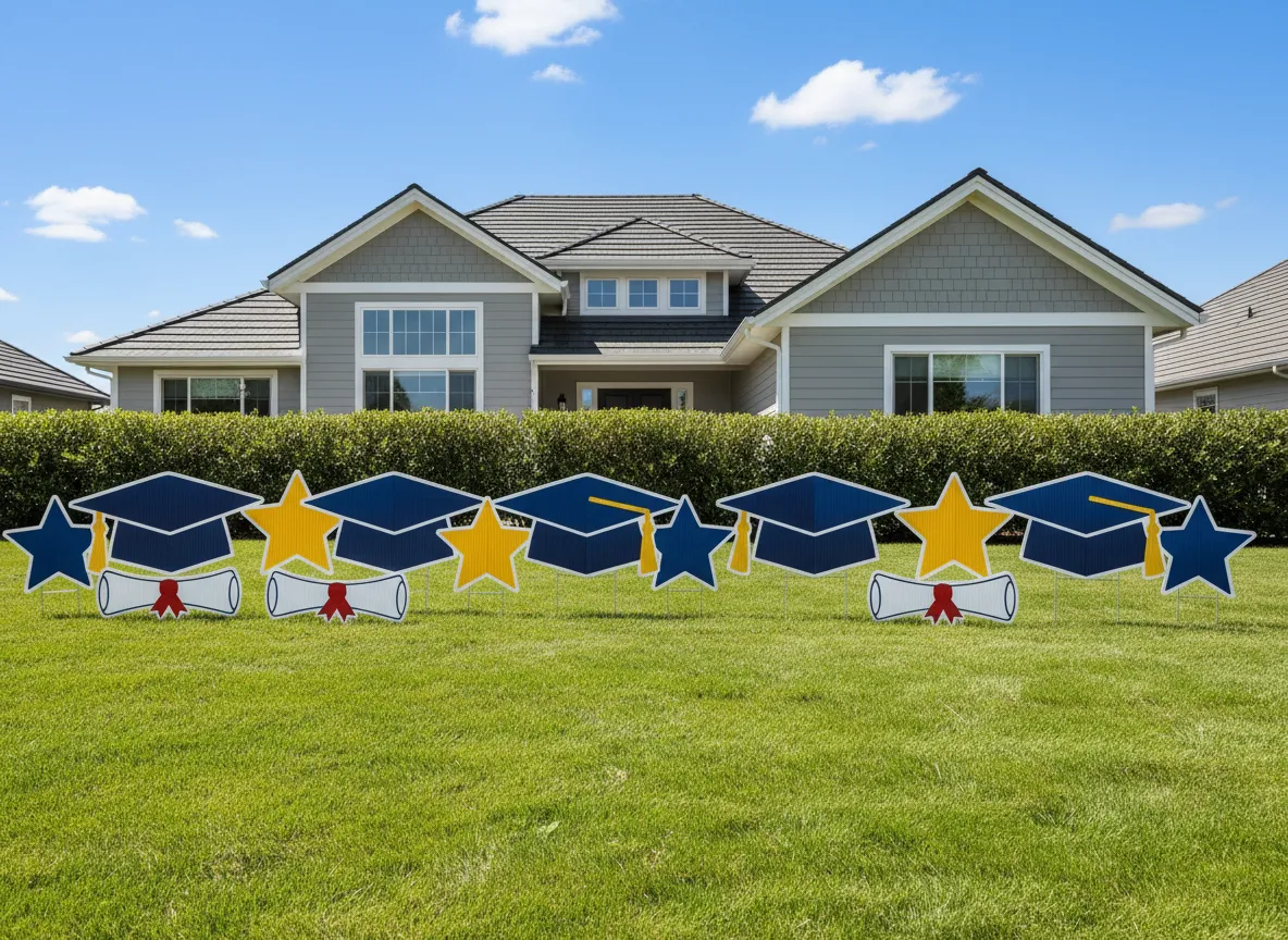 Graduation yard greeting with school colors