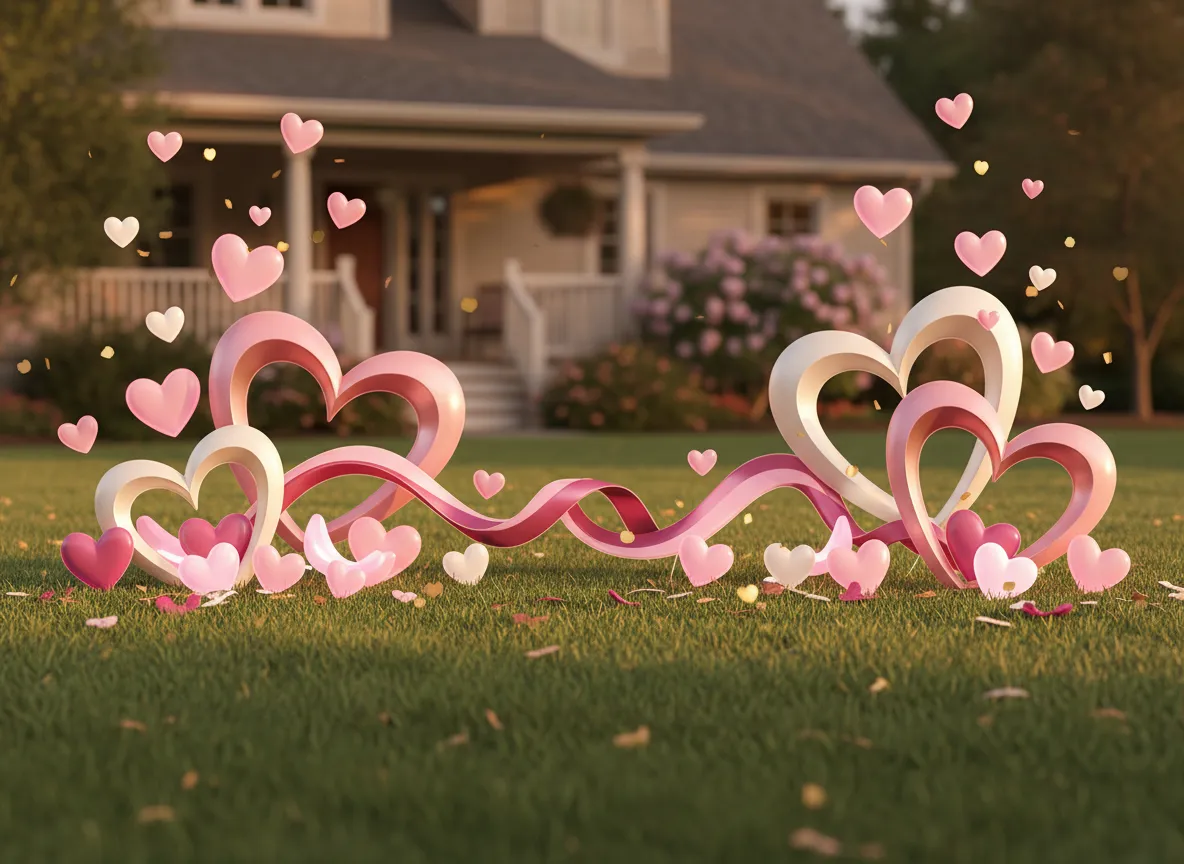 Anniversary yard greeting with hearts and pink accents