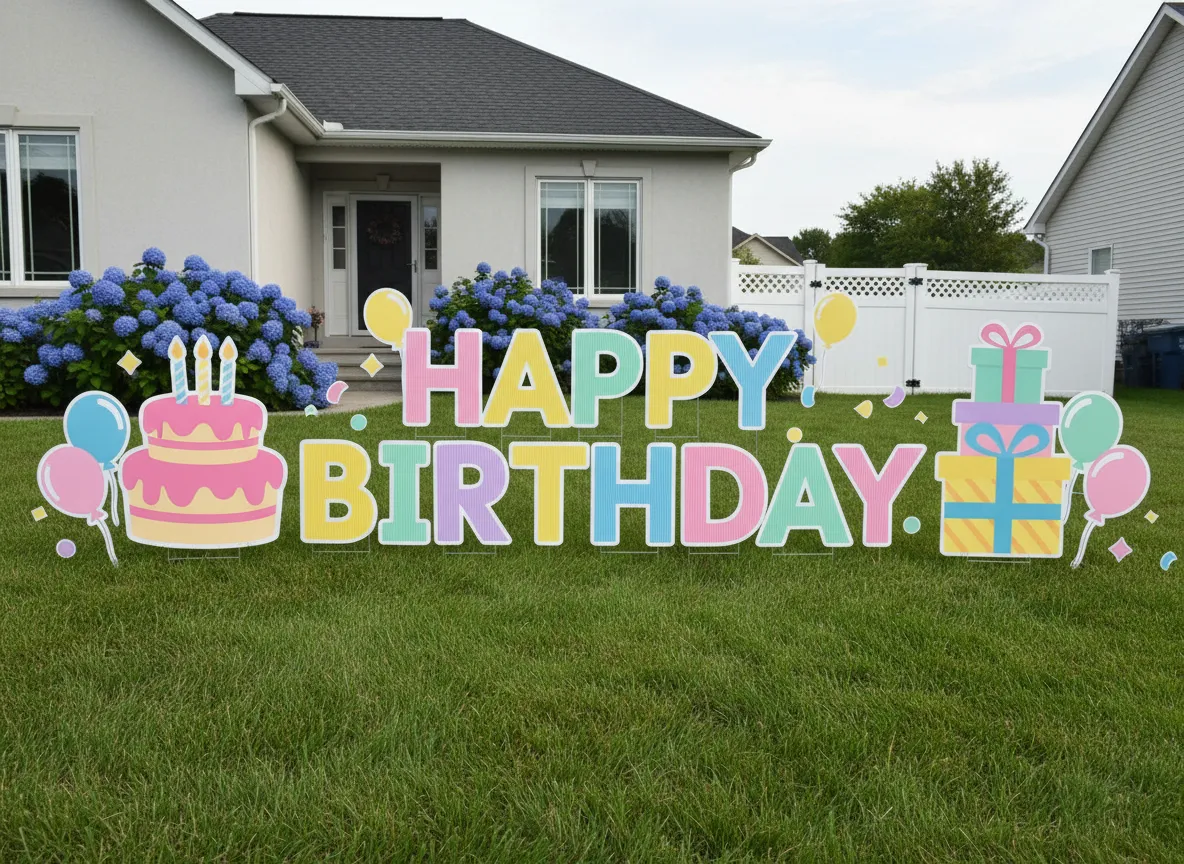 Neighborhood yard greeting display