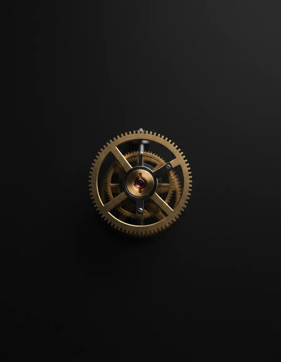 Aurelian gold clock detail symbolizing time and precision
