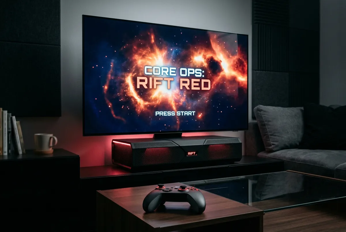 Console performance testing hardware setup with frame rate graphs and controllers