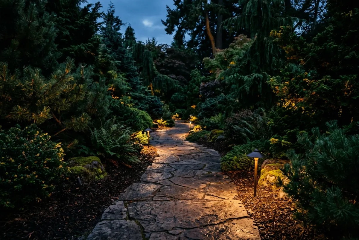 Low voltage landscape and stone walkway pathway lighting fixtures
