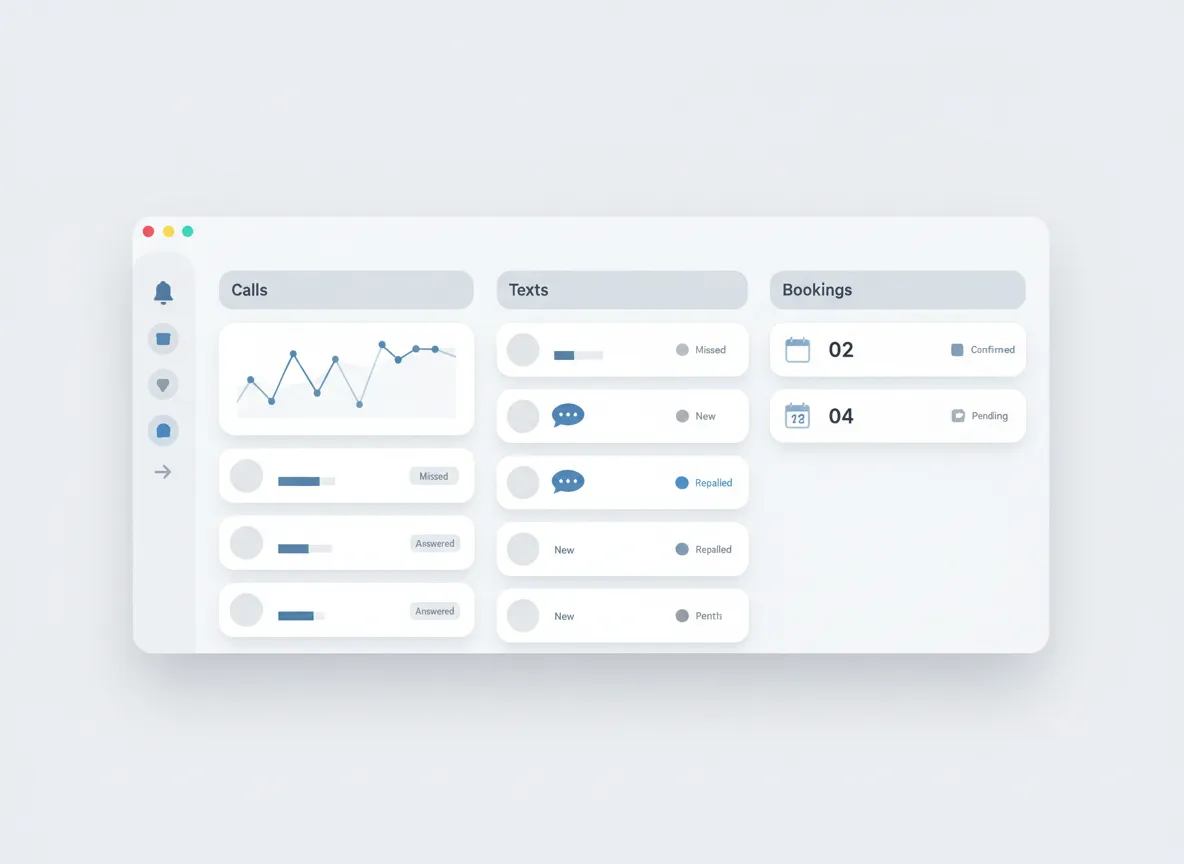 Dashboard view of structured communication system for service businesses
