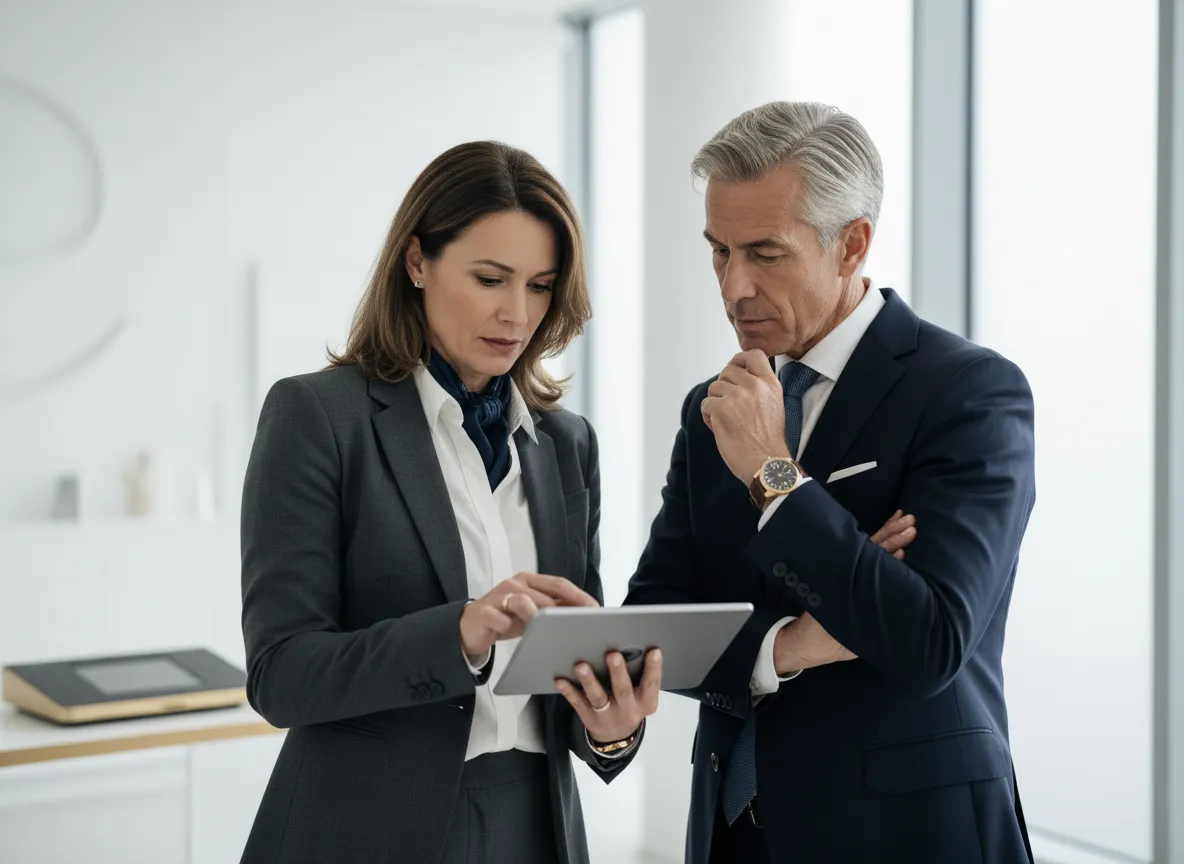 Fotografía de estilo de vida premium con médico revisando resultados con un empresario activo y saludable utilizando tecnología moderna