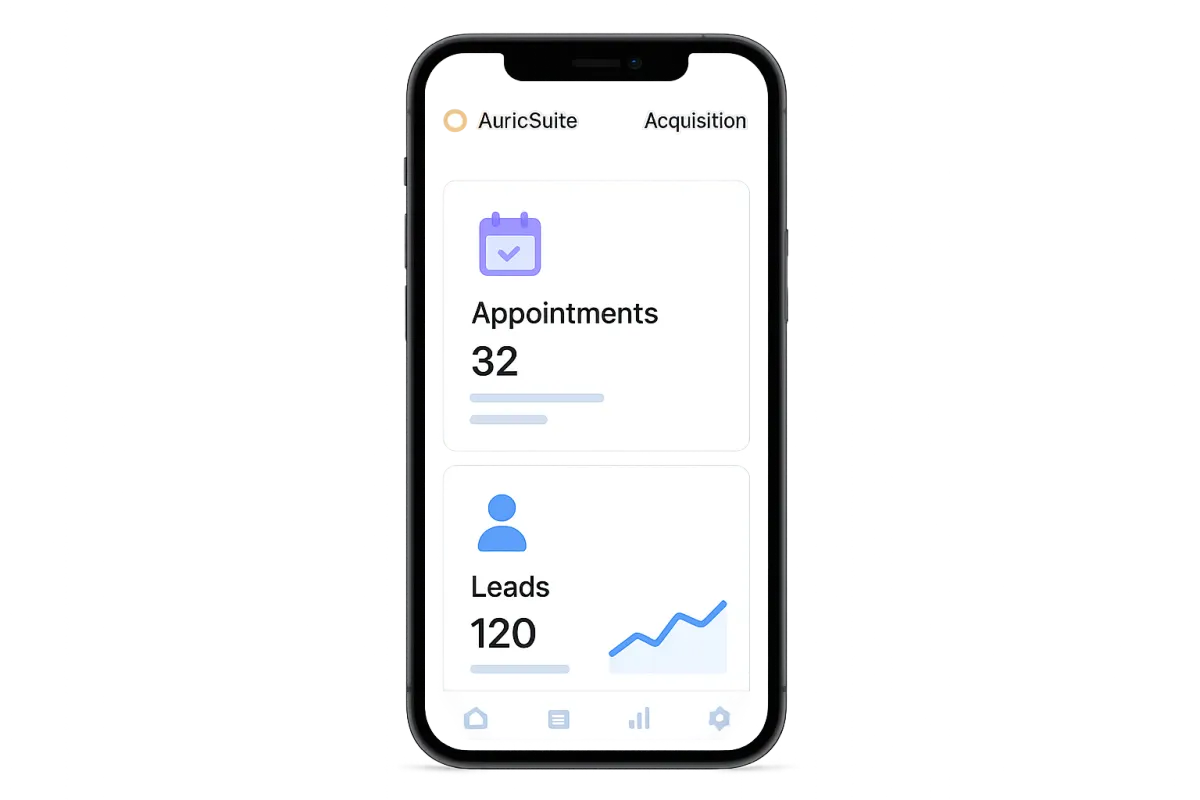 GoldenMagna acquisition dashboard on a mobile device