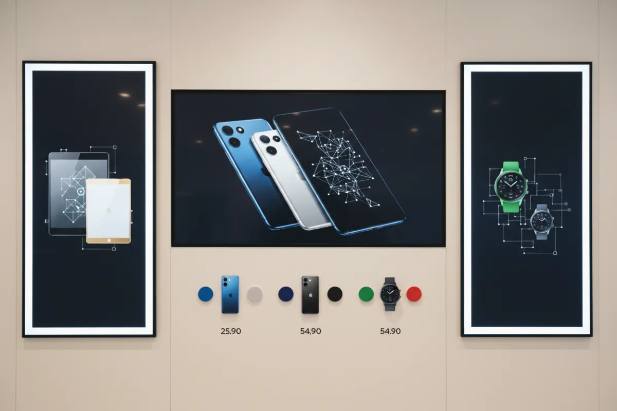 Electronics store demo with product hero banners, variant swatches and clear pricing.