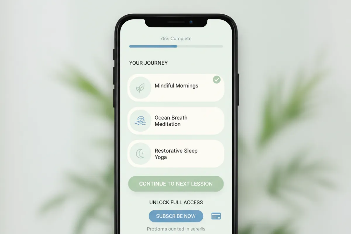 Health and wellness course platform demo with progress tracker and subscription checkout.