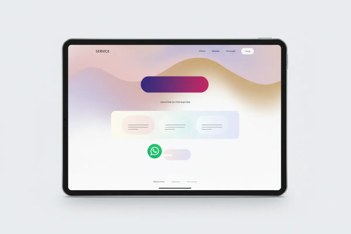 Service landing page demo for salon and consulting with bold CTA and WhatsApp contact integration.