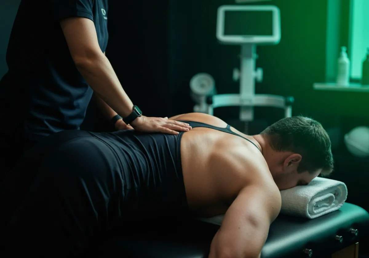 Gym-goer receiving sports massage