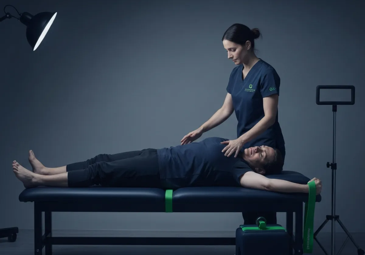 Patient in post-injury rehabilitation session