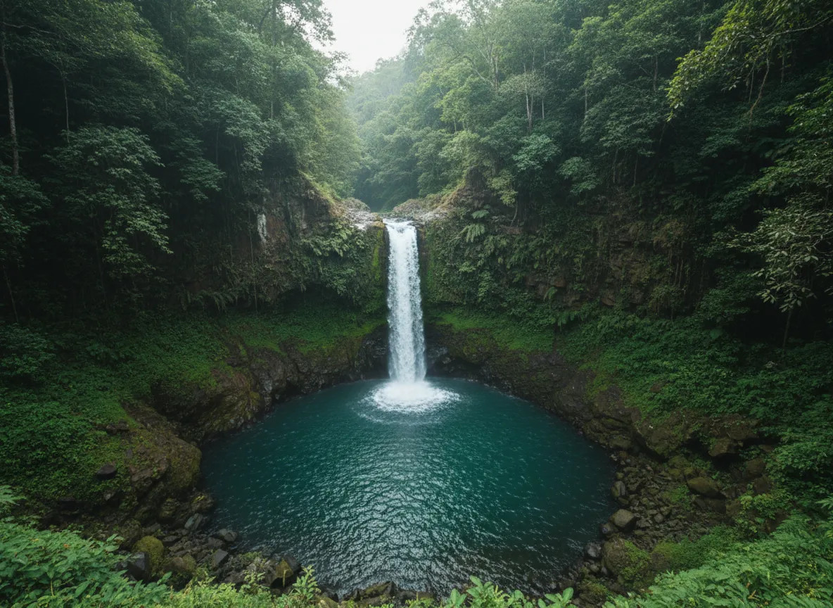 Vera Falls waterfall surrounded by lush green cliffs in Malinao, Albay