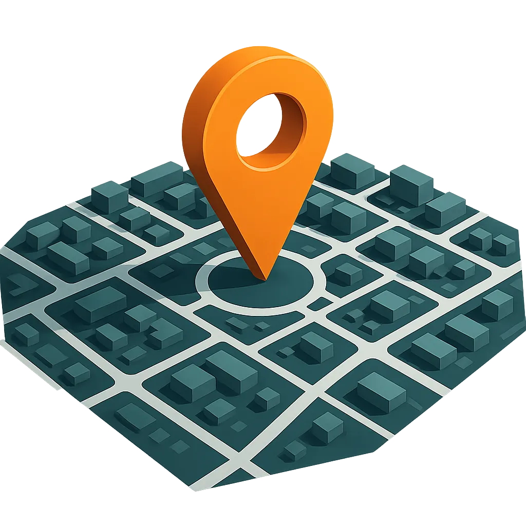 Map showing Allonego Spaces location with custom pin in the tech district