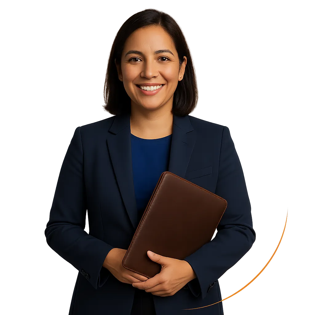 Professional legal consultant smiling, representing expert immigration services in the USA